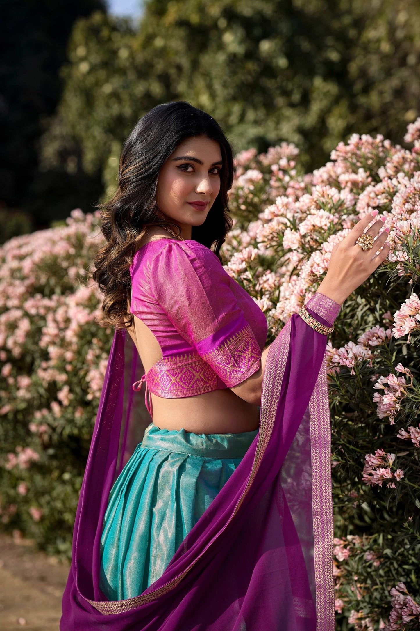Sky Blue Color Zari Weaving Work Kanchipuram Women Lehenga Choli