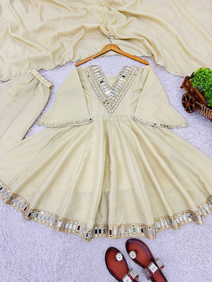 Ivory Shishmahal Cosmos Silk Palazzo Suit