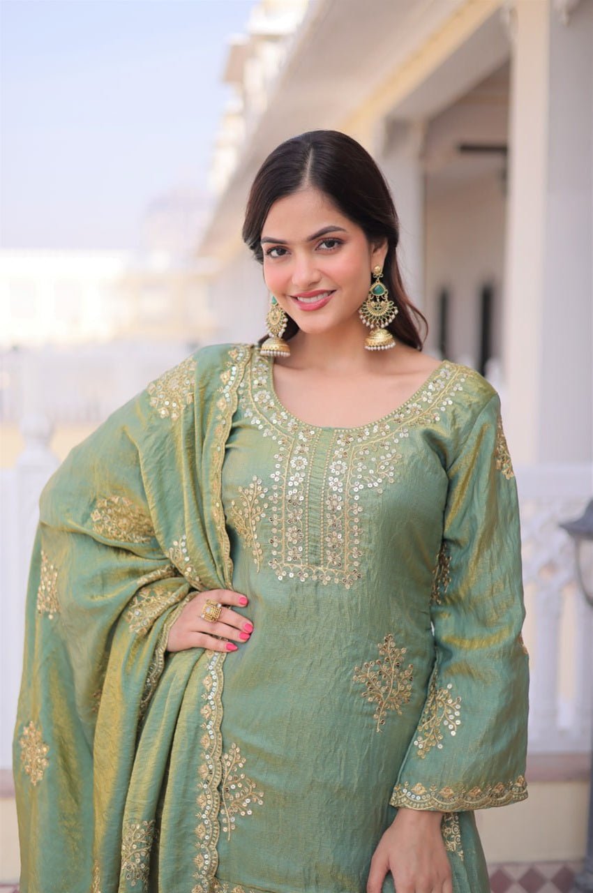 Misty Green Fendi Crush Sharara Set
