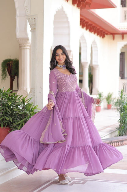 Onion Color Georgette Designer Gown
