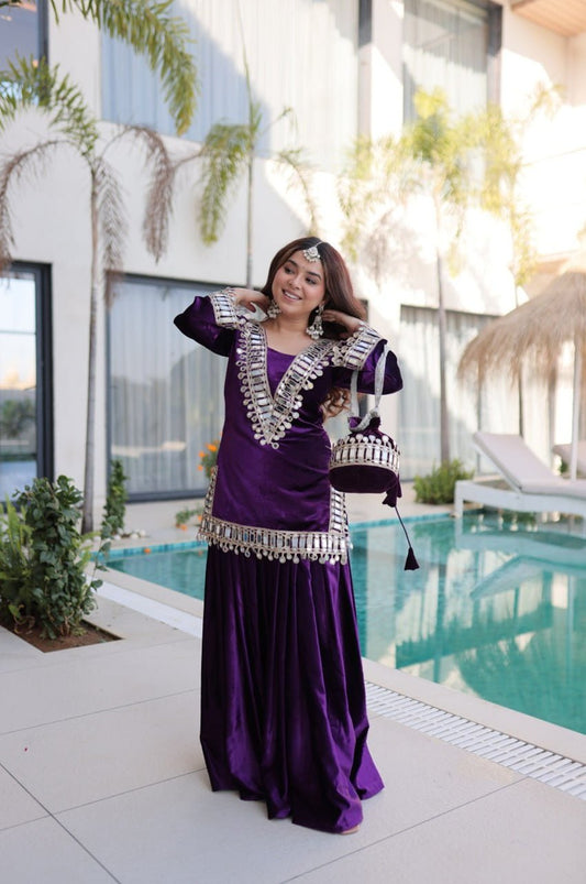 Royal Purple Ice Velvet Suit Set