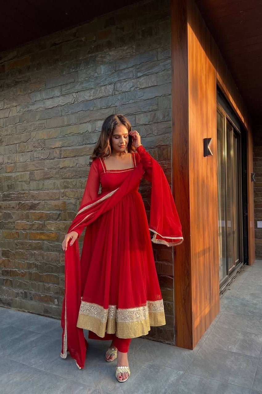 Red Wedding Wear Anarkali Gown