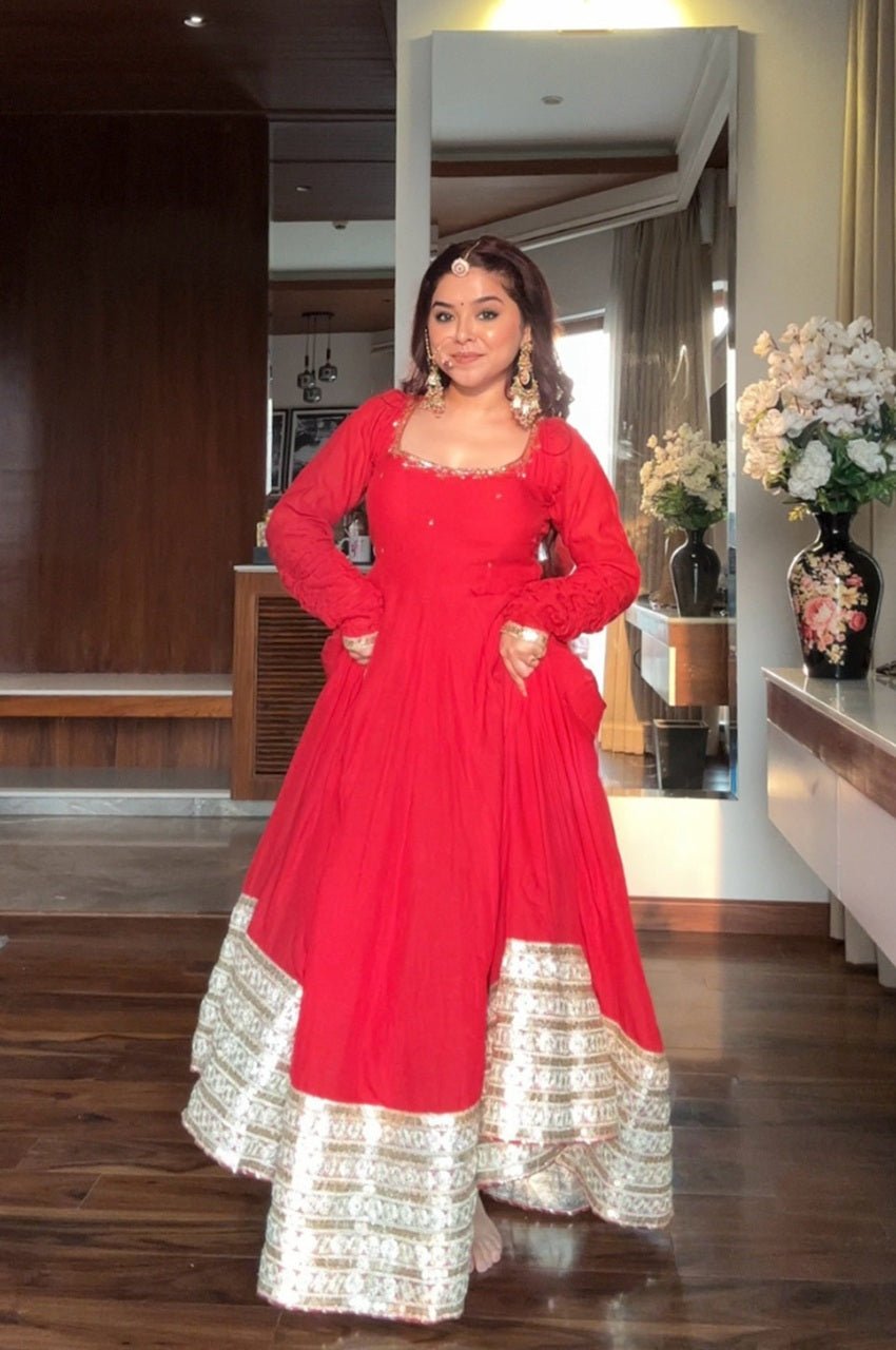 Red Color Wedding Wear Anarkali Suit Set