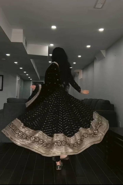 Black Sequins Work Suratikart Anarkali Suit Set