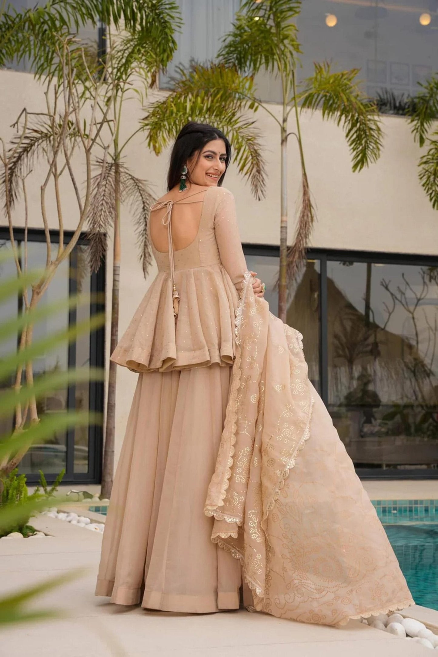 Tabby Organza Mukesh Work Kurta Suit